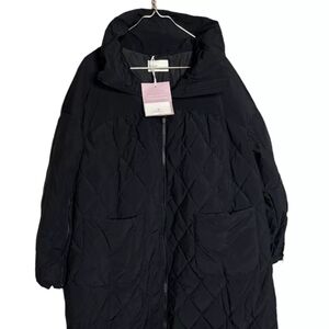 Nap Loungewear Lorelei High Collar Puffer Coat *Oversize Size S Down BLACK NWT